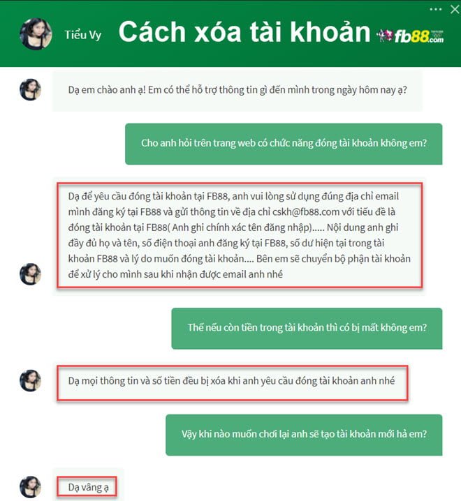 Cách hủy tài khoản fb88