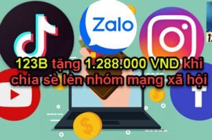 123B tặng 1.288.000 VND khi chia sẻ lên nhóm mạng xã hội